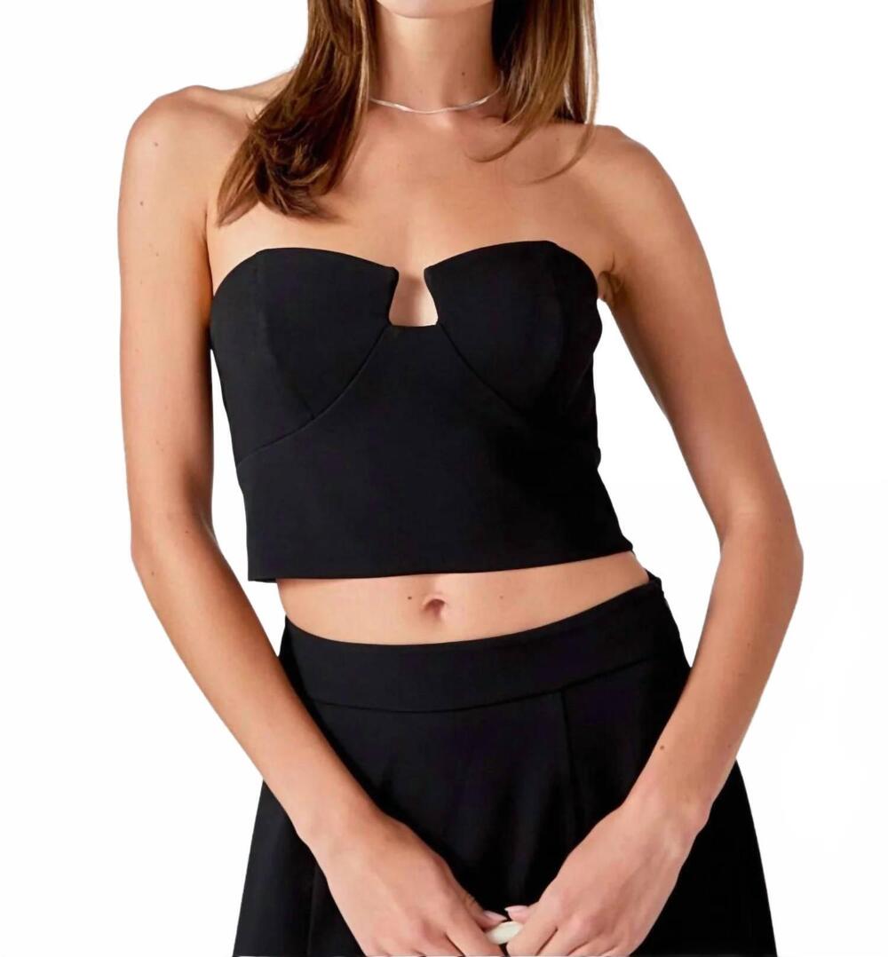 NEW 2.7 AUGUST APPAREL haley v strapless top in black